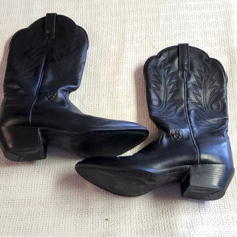 Women’s Black 'Heritage' Leather Cowboy R-Toe Boot